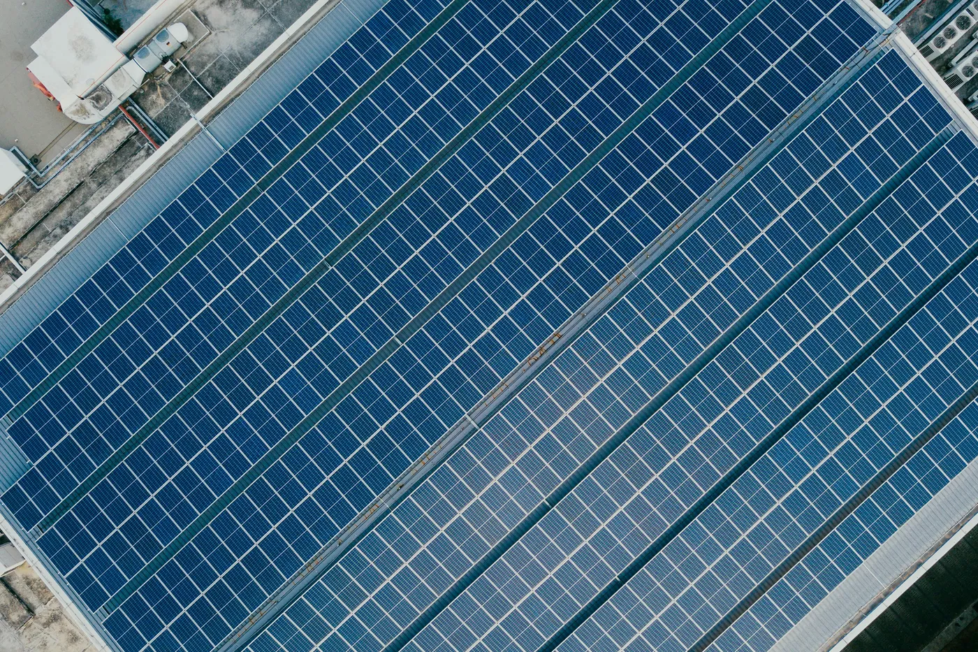 Aerial view of solar installation
